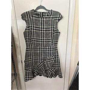 MNG Mango Black White Short Sleeve Tweed Dress SZ M